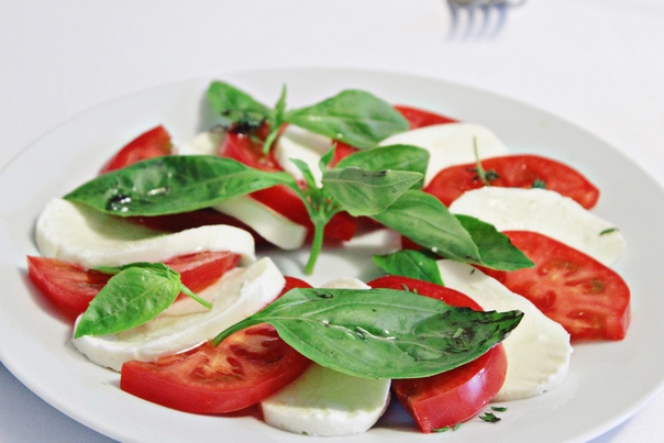 Моцарелла с помидорами: быстрый салат «Капрезе»