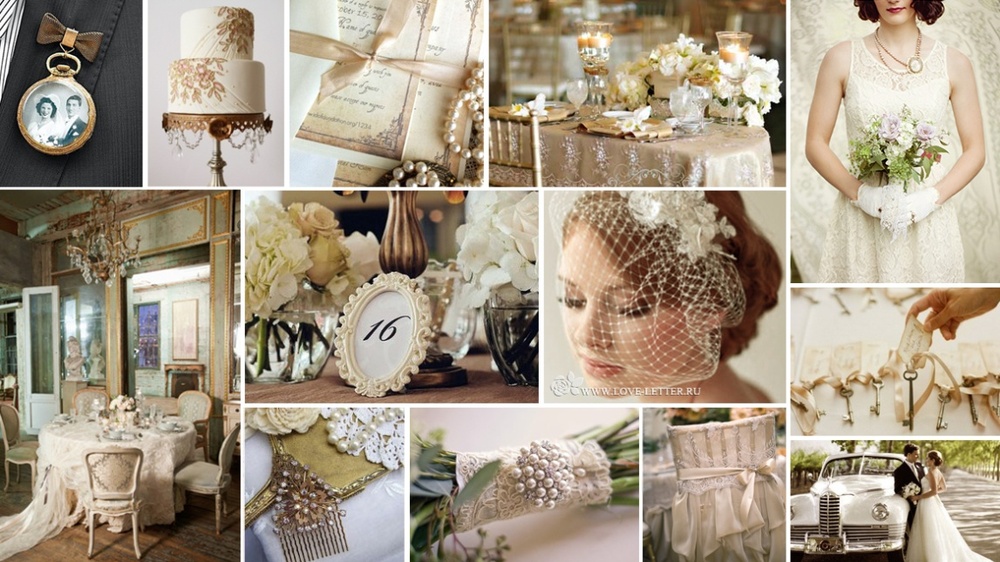 Свадьба в стиле винтаж: цвета, платья, аксессуары, декор