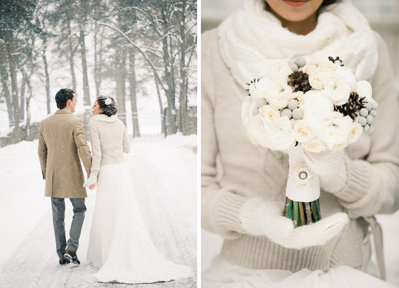 Зимние свадебные платья: выбираем фасон, цвет и материалы (фото)